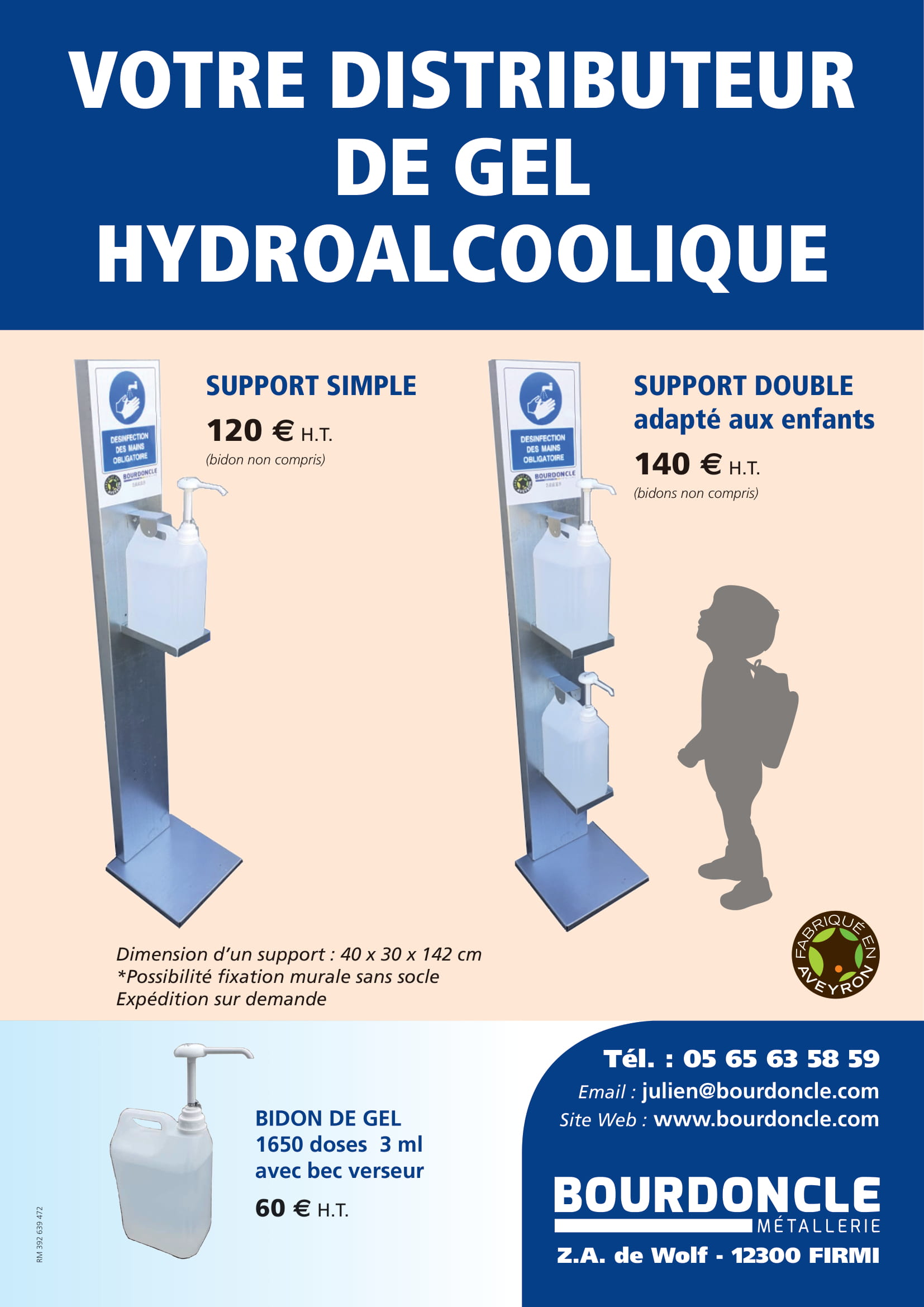 Distributeur de gel hydroalcoolique covid19